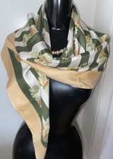 Großes Tuch Seide Beige Grün Blumen Topf Dekor Handgerollt ?