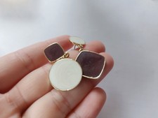 Ohrringe Geometrisch weiß braun Schmuck Damen Geschenk minimalistisch 