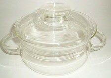 Große formschöne Glasdose Glasschale m. Deckel + Griffen Ø ca. 17 cm ca. 1,2l 