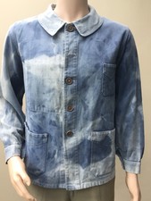1940er 1950er Jahre französische Herren Arbeitskleidung Distressed Chore Jacke - versetzte Schulter