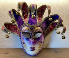 Venezianische Maske Venedig Deko Karneval Gesicht Wanddeko Harlekin Violett Gold