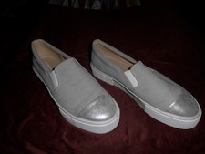 PULL&BEAR DAMENSCHUHE HALBSCHUHE SNEAKER GR: 38 Grau - Silber geb.