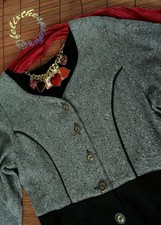 Joyline® Country Classic Naturfaser pur schwarz Salz&Pfeffer Maxikleid 36 38+