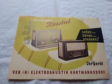  DDR Werbung Prospekt Großsuper Rossini VEB Elektroakustik Hartmannsdorf RFT