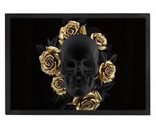 Cool Schädel Golden Rose Design Gummi Tür Matte 35 x 50 Wohnung Haus