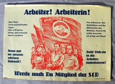 altes, originales SED Propaganda Werbeblatt 1957 Werde auch Du Mitglied der SED