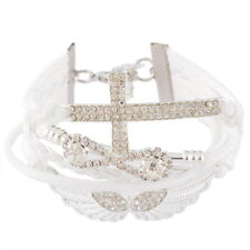 Damen Armband Weiß Unendlich Kreuz Strass Bracelet Surferarmband Geschenk WOW