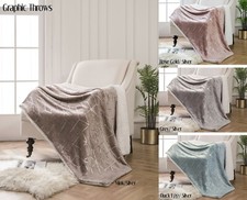 Reversible Sherpa Fleece Luxury Weich Überwurf Decke Silber Metallic Folie Designer
