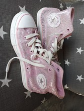 Converse Chucks  Gr. 34, rosa mit silbernen Glitzerornamenten