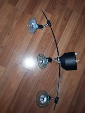 WOFI DECKENLEUCHTE 3 STRAHLER  CHROM SCHWARZ PLEXIGLAS MIT HALOGENBIRNEN