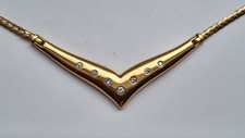 Elegante Kette Collier Gold 585 mit 7 weißen Brillanten 8,7 Gramm ca. 42 cm