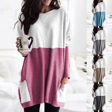 Damen Printed Bluse Hemd Tunika T-Shirt Tops Lose SweatshirtHerbst Oberteile DE