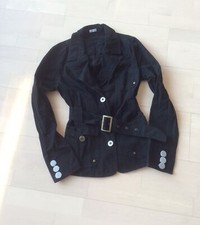 Outdoor Jacke Kurzblazer m Gürtel 100% BW schwarz tailliert Gr 36/S/M Pimkie NEU