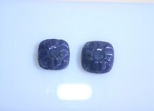 edelsteine24 Schönes Saphir Edelstein Paar graviert 13,7mm Naturfarbe! Saf-79