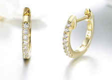 Gold vergoldete echt Silber Ohringe Damen Creolen Mini Hoops Schmuck 925 Ohr C73