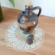 Alte französische Calvados Flasche Steingut Karaffe Krug Vieux 24 cm Vintage