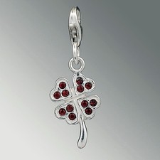 Silberanhänger - Charms - KLEEBLATT - Swarovski - Burgundy - Sterlingsilber 925