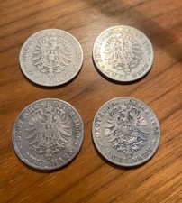 2 Mark Hamburg 1877, 1878, 1880, 1883 deutsches Reich, Teilweise Seltener