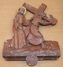Schöne fünfte Station Holzschnitzerei Simon hilft Jesus mit Kreuz Wohnkultur  