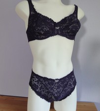 Barbara Dessous Set, BH 75D und Slip Gr. 38 – Dunkelblau - Neu