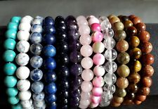 Armband Edelstein Amethyst Bergkristall Lapis Rosenquarz Tigerauge 8mm Perlen 