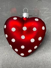 Weihnachtsschmuck Christbaumschmuck Herz Rot Silber Kugel Heart Glas Lauscha 9cm