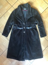 gothic Mantel schwarz Felloptik Tuzzi 44 Schnallen Taillenzug 