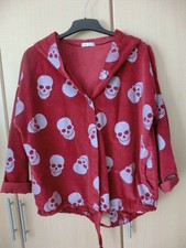 Italy Mode , Totenkopf/Skrull Jacke rot mit Glitzer samt Gr. L