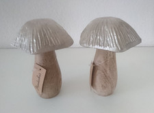 2x Pilz aus Metall & Mangoholz, H 14 cm Deko Handarbeit, NEU