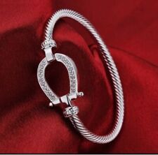 Damenschuhe Sterlingsilber Pferdeschuhe Seilmanschette gewebt Armreif Armband, glückliche Geschenke