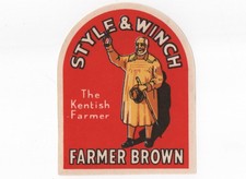 Style & Winch - Bauer braun - sehr altes Bieretikett von Maidstone - siehe Scan