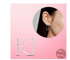 Schicke Ohrringe Creolen in Herzform Echt Sterling Silber 925 Geschenk Neu