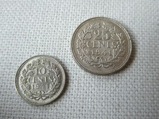 Niederlande 10 + 25 Cent, 1941 - Portrait - Königin Wilhelmina
