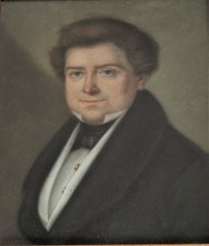 Ahnenportrait Pastell auf Papier Antik 19. Jhd. Edler Herr im Anzug