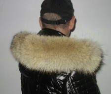 Kojote Pelz Kapuze Kragen XXL Pelzragen für Parka Jacke Echt Fellkragen Real Fur
