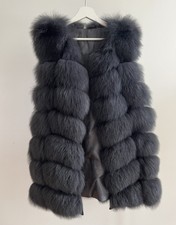 Pelzweste Fellweste Echtfell Pelz Fuchs Fox Fuchsweste Grau Gr. 38 Gr. M