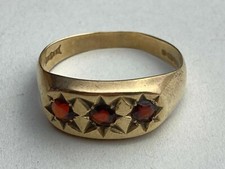 9ct .375 Gelbgold möglich Granat Steine Ring Größe UK l1/2 Schiff weltweit