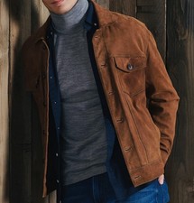 Neuwertige Superdry Lederjacke Modell Trucker Top -XL- KP 329,-€ Wildleder braun