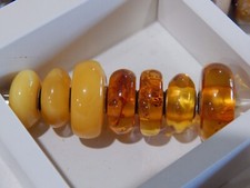 Trollbeads Jumbo XL Bernstein Unikat Perlen #7 Glitzer Bits Lovely (eine Raupe) NEU!