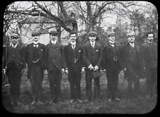 GRUPPE VON MÄNNERN AUF PARADE C1910 EDWARDIAN FOTO Magic Lantern Schiebekamera 