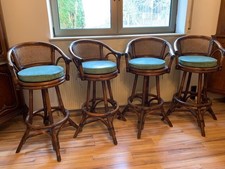 4 Barhocker Holz / Rattan mit Lehne gebraucht, sehr guter Zustand