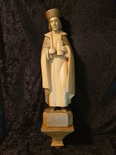 Alte schöne handgeschnitzte Holzfigur  Holzsockel groß Hl. Damian Schutzpatron 