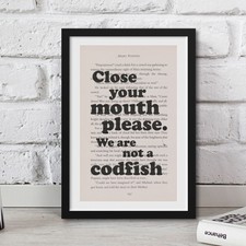 Gerahmt Mary Poppins Buch Seite Kunst enge Mund bitte wir sind kein Kabeljau