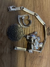 Echtsilber Herz Anhänger Teddy Brosche Armband Klassisch ägyptisch Nachlass Set