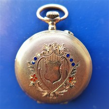 DAMEN TASCHENUHR, Gold - 14K, Sprungdeckel, geschmückt, gute Funktion, ca. 1915