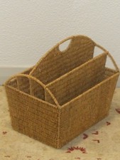 Vintage Korb Rattan Magazin Gestell Aufbewahrung Organizer Korb Boho Tiki 99p kein R