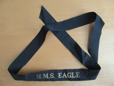 H.M.S. Eagle Royal Navy Kappe Tally Tallie Cap Band 1960er Gold Draht Typ