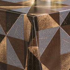 PVC Tischdecke Trigon braun grau Meterware Wachstuch Eckig Breite&Länge wählbar