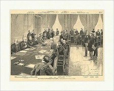 Eine Sitzung der Arbeitsschutzkonferenz in Berlin Thiel Tisch Holzstich E 15483