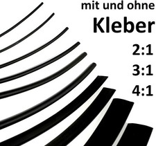 SCHWARZ Schrumpfschlauch 2:1 3:1 4:1 - mit / ohne Kleber - Schrumpfschläuche
